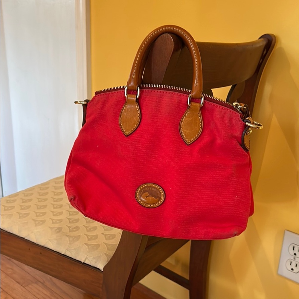 Red Leather-Trimmed Women's Bag